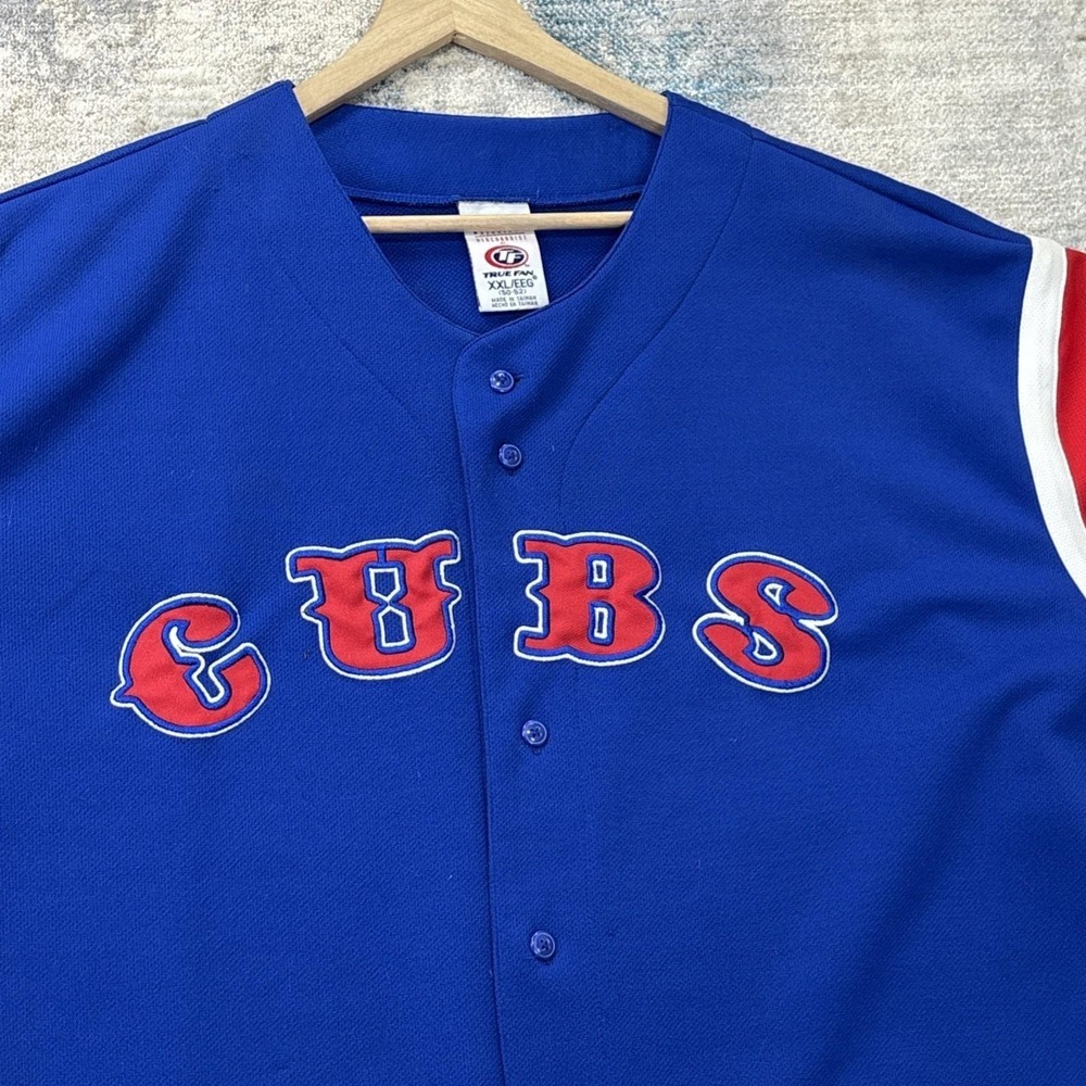 Chicago Cubs Jersey XXL True Fan MLB Blue Button Front Vintage